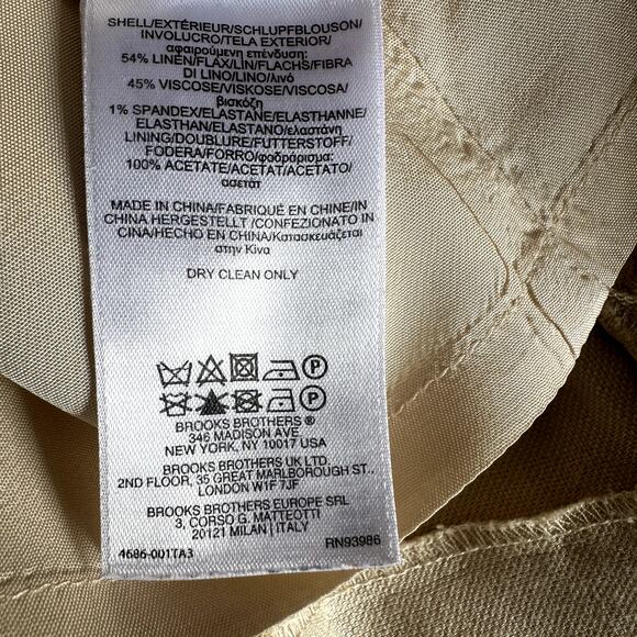 Brooks Brothers Linen Sheath Dress Keyhole Neck Lined Viscose Cream 4 - Picture 4 of 6